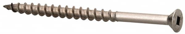 Value Collection - #10 Flat Head, Square Drive Stainless Steel Deck Screw - 3" OAL, Grade 305, Type 17 Point - Benchmark Tooling