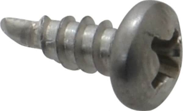 Value Collection - #6, Pan Head, Phillips Drive, 3/8" Length Under Head, #2 Point, Self Drilling Screw - Grade 410 Stainless Steel - Benchmark Tooling