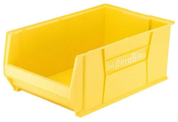 Akro-Mils - 200 Lb. Load Capacity, 20" Deep, Yellow Polymer Hopper Stacking Bin - 12" High x 12-3/8" Wide x 20" Long - Benchmark Tooling