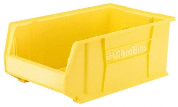 Akro-Mils - 300 Lb. Load Capacity, 29-1/4" Deep, Yellow Polymer Hopper Stacking Bin - 12" High x 18-3/8" Wide x 29-1/4" Long - Benchmark Tooling