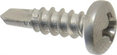 Value Collection - #6, Pan Head, Phillips Drive, 1/2" Length Under Head, #2 Point, Self Drilling Screw - Grade 410 Stainless Steel - Benchmark Tooling