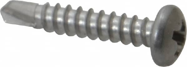 Value Collection - #6, Pan Head, Phillips Drive, 3/4" Length Under Head, #2 Point, Self Drilling Screw - Grade 410 Stainless Steel - Benchmark Tooling