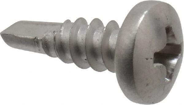Value Collection - #8, Pan Head, Phillips Drive, 1/2" Length Under Head, #2 Point, Self Drilling Screw - Grade 410 Stainless Steel - Benchmark Tooling