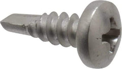 Value Collection - #8, Pan Head, Phillips Drive, 1/2" Length Under Head, #2 Point, Self Drilling Screw - Grade 410 Stainless Steel - Benchmark Tooling