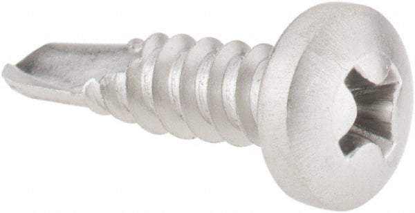 Value Collection - #10, Pan Head, Phillips Drive, 3/4" Length Under Head, #3 Point, Self Drilling Screw - Grade 410 Stainless Steel - Benchmark Tooling