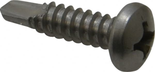 Value Collection - #14, Pan Head, Phillips Drive, 1" Length Under Head, #3 Point, Self Drilling Screw - Grade 410 Stainless Steel - Benchmark Tooling