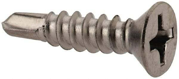 Value Collection - #6, Flat Head, Phillips Drive, 5/8" OAL, #2 Point, Self Drilling Screw - Grade 410 Stainless Steel - Benchmark Tooling