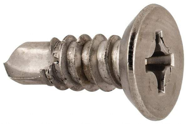 Value Collection - #14, Flat Head, Phillips Drive, 3/4" OAL, #3 Point, Self Drilling Screw - Grade 410 Stainless Steel - Benchmark Tooling