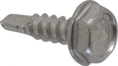 Value Collection - #6, Hex Washer Head, Hex Drive, 1/2" Length Under Head, #2 Point, Self Drilling Screw - Grade 410 Stainless Steel - Benchmark Tooling