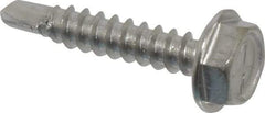 Value Collection - #6, Hex Washer Head, Hex Drive, 3/4" Length Under Head, #2 Point, Self Drilling Screw - Grade 410 Stainless Steel - Benchmark Tooling