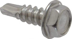 Value Collection - #8, Hex Washer Head, Hex Drive, 1/2" Length Under Head, #2 Point, Self Drilling Screw - Grade 410 Stainless Steel - Benchmark Tooling