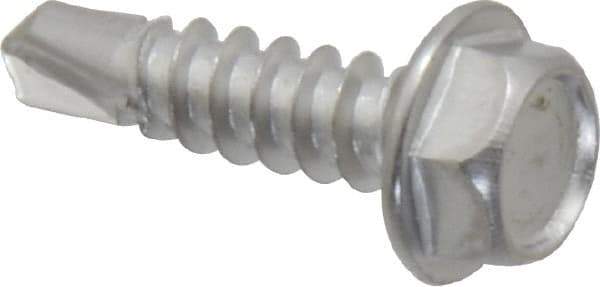 Value Collection - #8, Hex Washer Head, Hex Drive, 5/8" Length Under Head, #2 Point, Self Drilling Screw - Grade 410 Stainless Steel - Benchmark Tooling