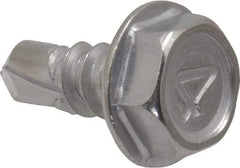 Value Collection - #10, Hex Washer Head, Hex Drive, 1/2" Length Under Head, #2 Point, Self Drilling Screw - Grade 410 Stainless Steel - Benchmark Tooling