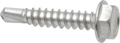 Value Collection - #10, Hex Washer Head, Hex Drive, 1" Length Under Head, #3 Point, Self Drilling Screw - Grade 410 Stainless Steel - Benchmark Tooling