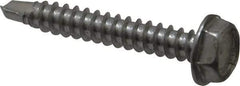 Value Collection - #10, Hex Washer Head, Hex Drive, 1-1/4" Length Under Head, #3 Point, Self Drilling Screw - Grade 410 Stainless Steel - Benchmark Tooling