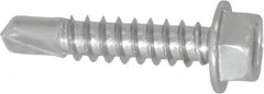 Value Collection - #12, Hex Washer Head, Hex Drive, 1" Length Under Head, #3 Point, Self Drilling Screw - Grade 410 Stainless Steel - Benchmark Tooling