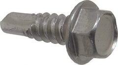 Value Collection - #14, Hex Washer Head, Hex Drive, 3/4" Length Under Head, #3 Point, Self Drilling Screw - Grade 410 Stainless Steel - Benchmark Tooling