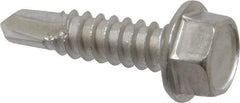Value Collection - #14, Hex Washer Head, Hex Drive, 1" Length Under Head, #3 Point, Self Drilling Screw - Grade 410 Stainless Steel - Benchmark Tooling