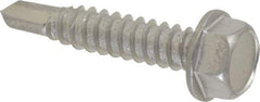 Value Collection - #14, Hex Washer Head, Hex Drive, 1-1/4" Length Under Head, #3 Point, Self Drilling Screw - Grade 410 Stainless Steel - Benchmark Tooling