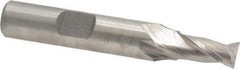Hertel - 7mm, 9/16" LOC, 3/8" Shank Diam, 2-3/8" OAL, 2 Flute, Cobalt Square End Mill - Single End, Uncoated, Spiral Flute, Centercutting, Right Hand Cut, Right Hand Flute - Benchmark Tooling