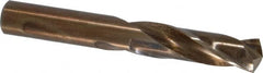 Hertel - 9/16" 135° Spiral Flute Cobalt Screw Machine Drill Bit - Bright Finish, Right Hand Cut, 2-1/2" Flute Length, 4" OAL, Split Point, Straight Shank - Benchmark Tooling