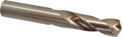 Hertel - 3/4" 135° Spiral Flute Cobalt Screw Machine Drill Bit - Bright Finish, Right Hand Cut, 3-1/8" Flute Length, 5" OAL, Split Point, Straight Shank - Benchmark Tooling