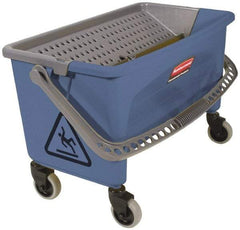 Rubbermaid - 40 Qt Plastic Bucket & Wringer - 14.7" Long x 16.2" High x 26.2" Wide, Blue - Benchmark Tooling