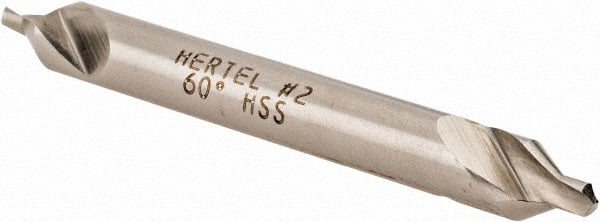 Hertel - #2 Plain Cut 60° Incl Angle High Speed Steel Combo Drill & Countersink - Benchmark Tooling