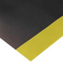 Wearwell - 75 Ft. Long x 3 Ft. Wide x 1/4 Inch Thick, Vinyl, Ribbed Surface Switchboard Matting - 30,000 V Max Dielectric Strength, 17,000 V Max Recommended Use, Black with Yellow Borders - Benchmark Tooling