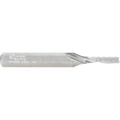 Onsrud - 1/8" Cutting Diam x 1/2" Length of Cut, 1 Flute, Upcut Spiral Router Bit - Uncoated, Right Hand Cut, Solid Carbide, 2" OAL x 1/4" Shank Diam, Single Edge, 21° Helix Angle - Benchmark Tooling