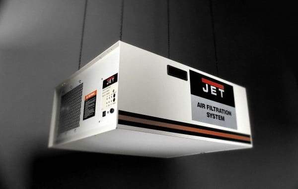 Jet - 115 Volt Ceiling Mount Air Filtration Machine - 32-1/2" Long x 26-13/64" Deep x 15" High, 1,000 CFM Air Flow - Benchmark Tooling