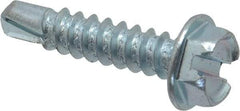 Value Collection - #8, Hex Washer Head, Slotted Drive, 1" Length Under Head, #2 Point, Self Drilling Screw - Grade 1016-1024 Steel, Zinc-Plated Finish - Benchmark Tooling