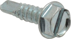 Value Collection - #10, Hex Washer Head, Slotted Drive, 3/4" Length Under Head, #3 Point, Self Drilling Screw - Grade 1016-1024 Steel, Zinc-Plated Finish - Benchmark Tooling