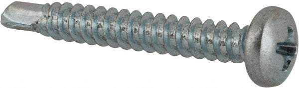 Value Collection - #8, Pan Head, Phillips Drive, 1-1/4" Length Under Head, #2 Point, Self Drilling Screw - Grade 1016-1024 Steel, Zinc-Plated Finish - Benchmark Tooling