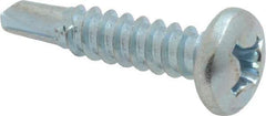 Value Collection - #12, Pan Head, Phillips Drive, 1" Length Under Head, #3 Point, Self Drilling Screw - Grade 1016-1024 Steel, Zinc-Plated Finish - Benchmark Tooling
