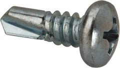 Value Collection - 1/4", Pan Head, Phillips Drive, 3/4" Length Under Head, #3 Point, Self Drilling Screw - Grade 1016-1024 Steel, Zinc-Plated Finish - Benchmark Tooling