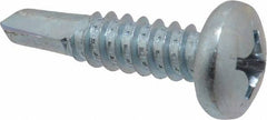 Value Collection - 1/4", Pan Head, Phillips Drive, 1" Length Under Head, #3 Point, Self Drilling Screw - Grade 1016-1024 Steel, Zinc-Plated Finish - Benchmark Tooling