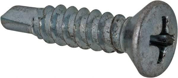 Value Collection - #8, Oval Head, Phillips Drive, 3/4" OAL, #2 Point, Self Drilling Screw - Grade 1016-1024 Steel, Zinc-Plated Finish - Benchmark Tooling