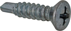 Value Collection - #8, Oval Head, Phillips Drive, 3/4" OAL, #2 Point, Self Drilling Screw - Grade 1016-1024 Steel, Zinc-Plated Finish - Benchmark Tooling