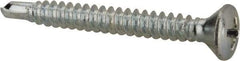 Value Collection - #8, Oval Head, Phillips Drive, 1-1/2" OAL, #2 Point, Self Drilling Screw - Grade 1016-1024 Steel, Zinc-Plated Finish - Benchmark Tooling