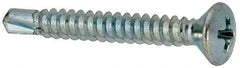 Value Collection - #10, Oval Head, Phillips Drive, 1-1/2" OAL, #2 Point, Self Drilling Screw - Grade 1016-1024 Steel, Zinc-Plated Finish - Benchmark Tooling