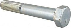 Made in USA - 1-8 UNC, 6-1/2" Length Under Head Hex Head Cap Screw - Partially Threaded, Grade 2 Steel, Zinc-Plated Finish, 1-1/2" Hex - Benchmark Tooling