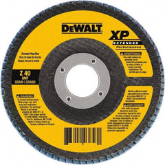 DeWALT - 60 Grit, 7" Disc Diam, 5/8-11 Center Hole, Type 27 Zirconia Alumina Flap Disc - 8,700 Max RPM, Cloth Backing, Arbor Attaching System, Coated - Benchmark Tooling