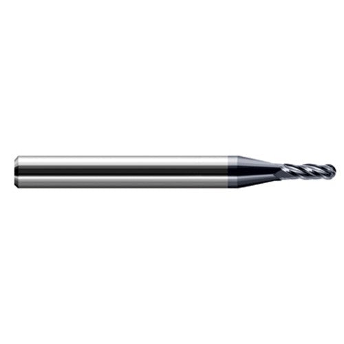 9/64″ Dia. × 3/16″ Shank × 0.22″ DOC × 2″ OAL, Carbide AlTiN, Stub|Standard , 4 Flute, Ballnose End Mill - Exact Industrial Supply