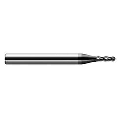 ‎1/4″ Dia. × 1/4″ Shank × 3/4″ DOC × 2-1/2″ OAL, Carbide DLC, Stub|Standard , 4 Flute, Ballnose End Mill - Exact Industrial Supply