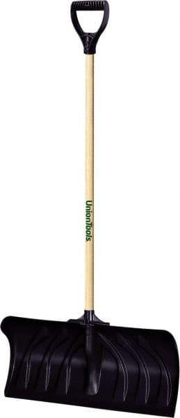 UnionTools - 24 Inch Wide Blade x 11 Inch High Blade Pusher Snow Shovel - 45 Inch Long Hardwood Handle - Benchmark Tooling