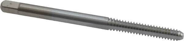 Made in USA - #6-32 UNC 3B 2 Flute Chrome Finish High Speed Steel Straight Flute Standard Hand Tap - Bottoming, Right Hand Thread, 2" OAL, 11/16" Thread Length, H2 Limit, Oversize - Exact Industrial Supply