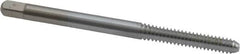 Made in USA - #6-32 UNC 3B 2 Flute Chrome Finish High Speed Steel Straight Flute Standard Hand Tap - Bottoming, Right Hand Thread, 2" OAL, 11/16" Thread Length, H2 Limit, Oversize - Exact Industrial Supply