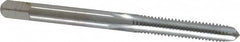 Made in USA - #8-32 UNC 3B 4 Flute Chrome Finish High Speed Steel Straight Flute Standard Hand Tap - Plug, Right Hand Thread, 2-1/8" OAL, 3/4" Thread Length, H2 Limit, Oversize - Exact Industrial Supply