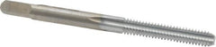 Made in USA - #8-32 UNC 3B 4 Flute Chrome Finish High Speed Steel Straight Flute Standard Hand Tap - Bottoming, Right Hand Thread, 2-1/8" OAL, 3/4" Thread Length, H2 Limit, Oversize - Exact Industrial Supply